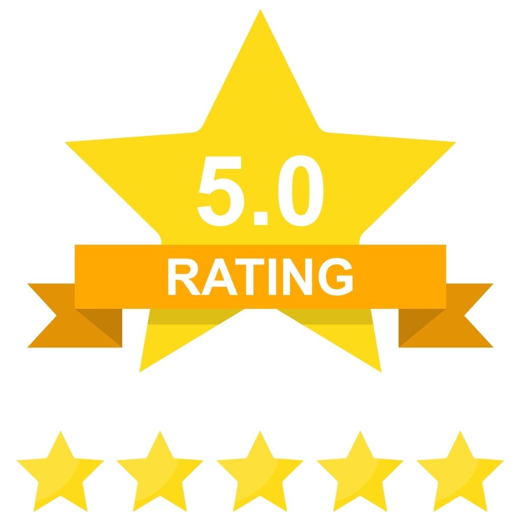 Five star customer rating badge for Hart Communications ATM services and support