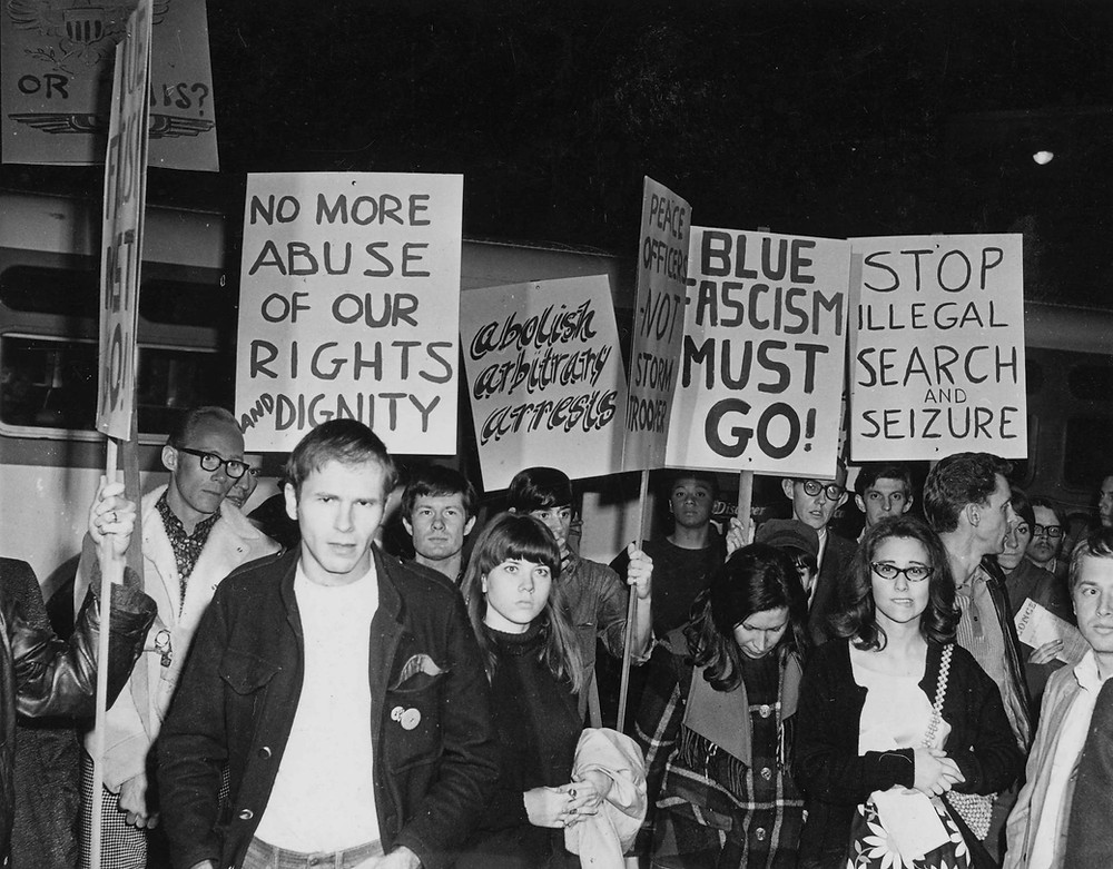 Protests outside the Black Cat bar, Feb. 11, 1967. (Image Source: ONE National Gay and Lesbian Archives at the USC Libraries)