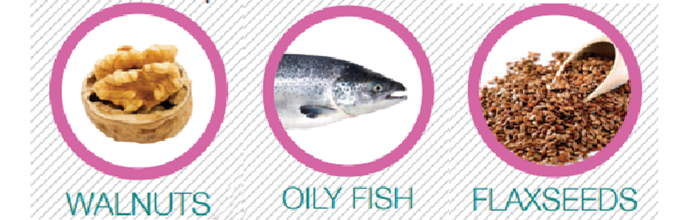 walnuts oily fish flexseeds