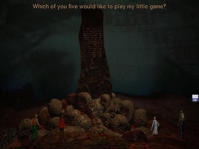 Gameplay screenshot from I Have No Mouth and I Must Scream, AM, starts the game asking you to choose who goes first.