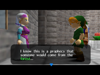The Legend of Zelda: Ocarina of Time (Nintendo 64) screenshot: Link meets princess Zelda.