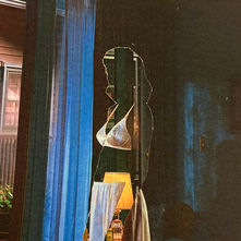 collage art in dark green and blue