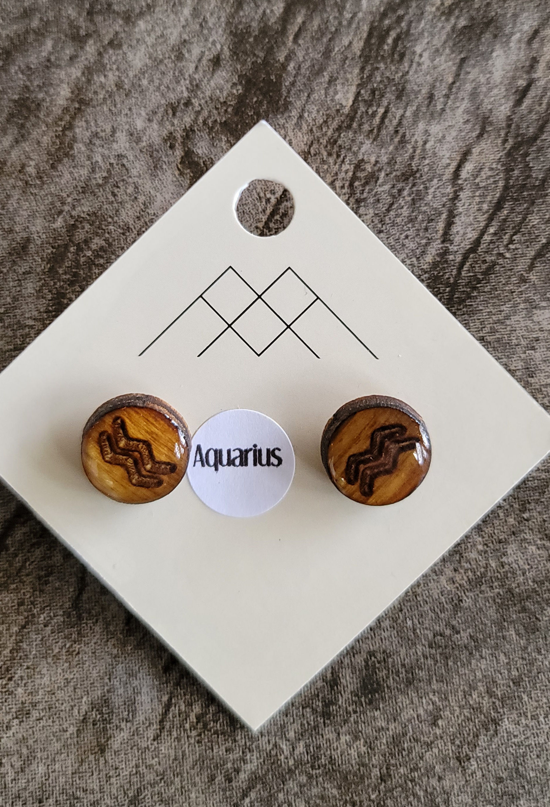 Zodiac Wood Studs | Aquarius