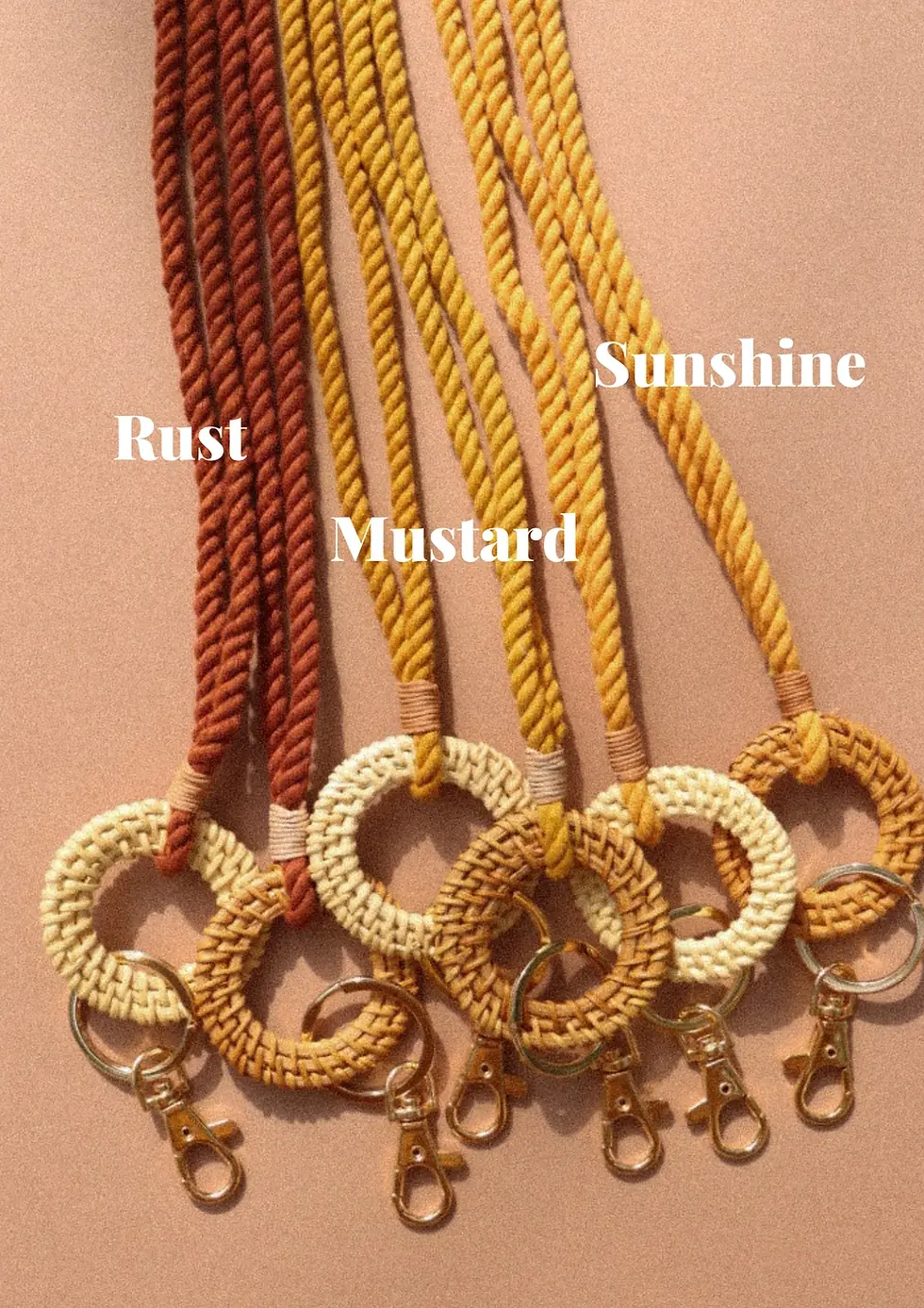 Thumbnail: Rattan Keychain Lanyards - Macrame Lanyard - Boho Lanyard