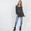 Thumbnail: V-neck Long Sleeve Swing Tunic ~Charcoal