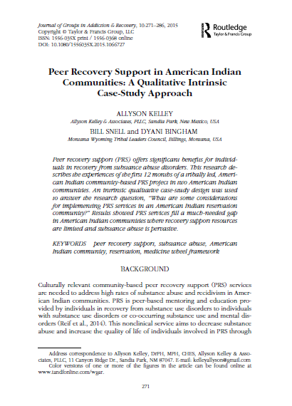 Peer Recovery Support in American Indian Communities: A Qualitative Intrinsic Case Study Approach