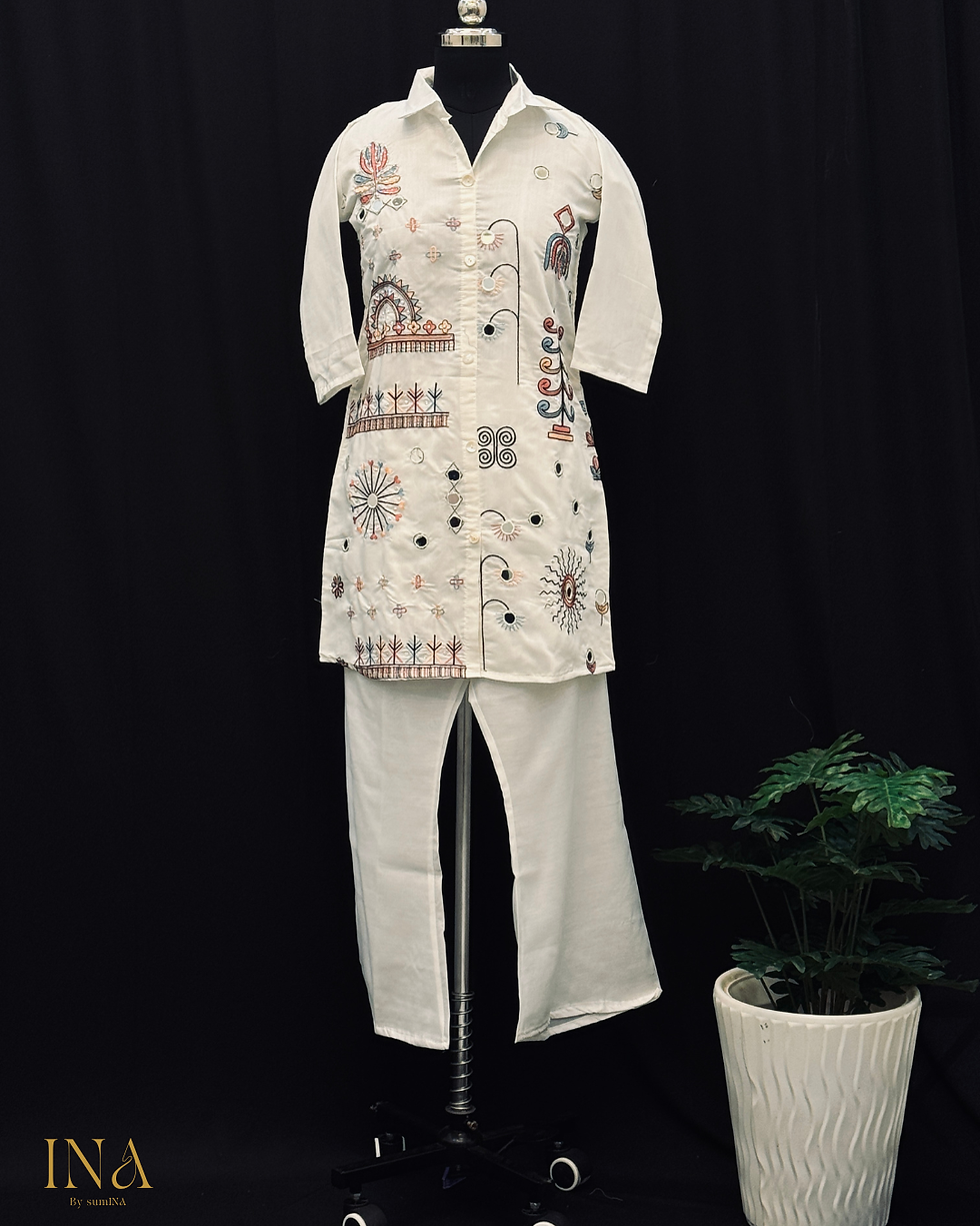 Off White Cotton Handwork Code Set