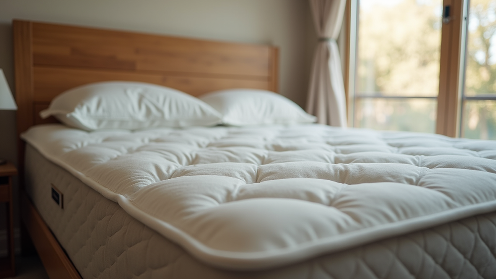 Close-up view of a comfortable mattress in a cozy bedroom
