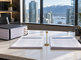 Appellate record and two costs schedules in a Vancouver legal office