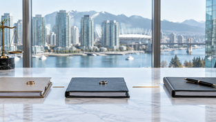 Three separate legal files on a Vancouver office desk representing distinct debt relationships