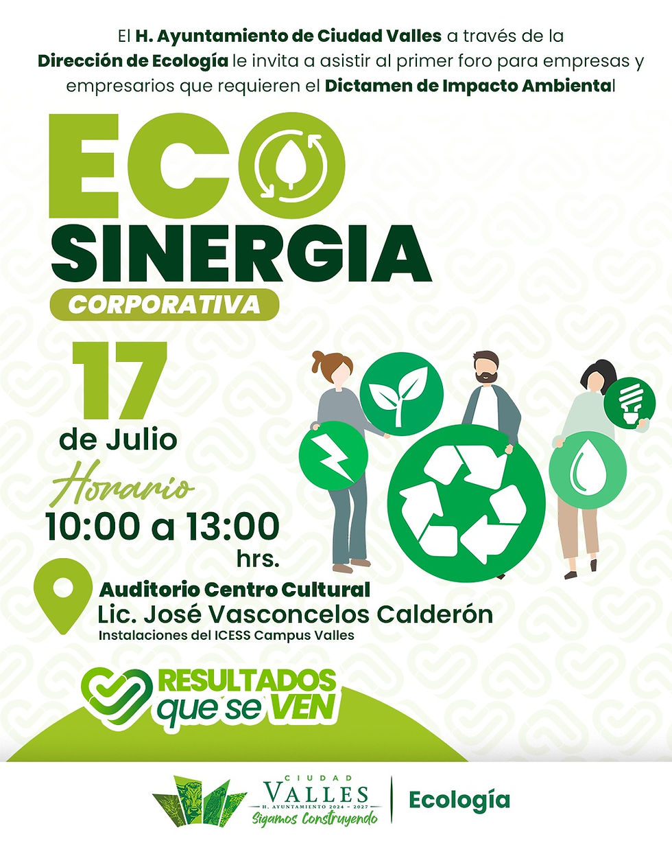 Invitan al Foro "Eco Sinergia Corporativa" en Ciudad Valles