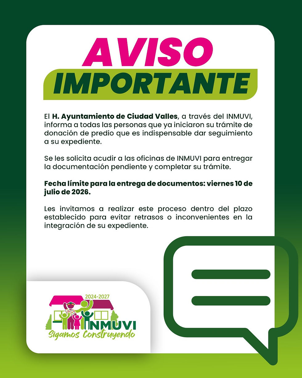 INMUVI invita a tramite de donación de predio par regularización