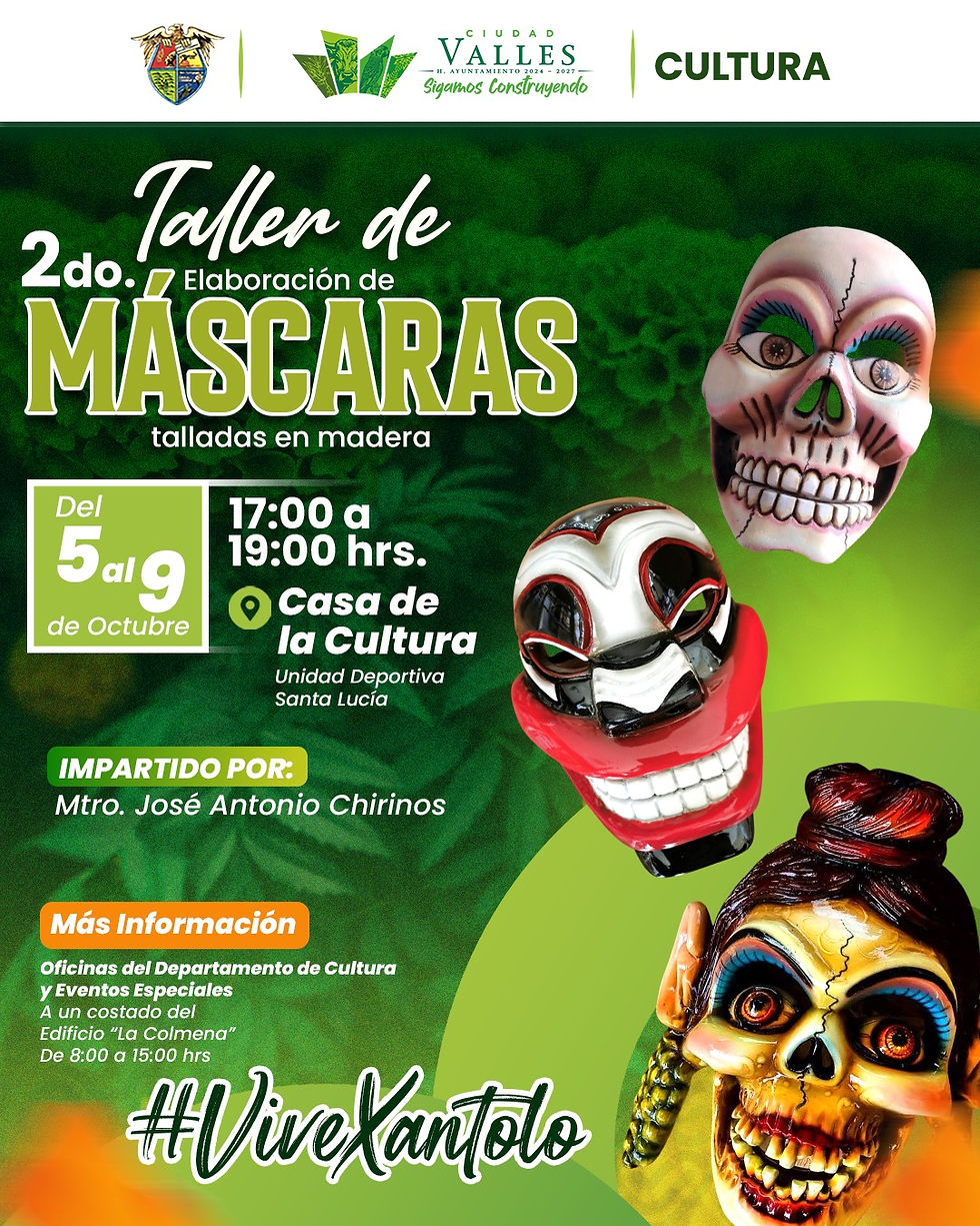 ¡Hoy inicia el 2.º taller de elaboración de máscaras talladas en madera!