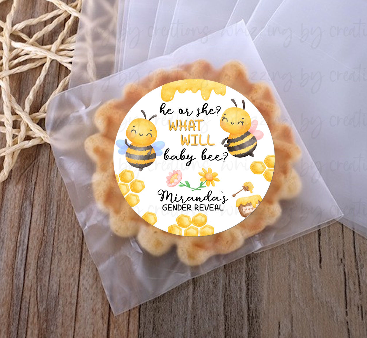 bee gender reveal baby shower stickers customize