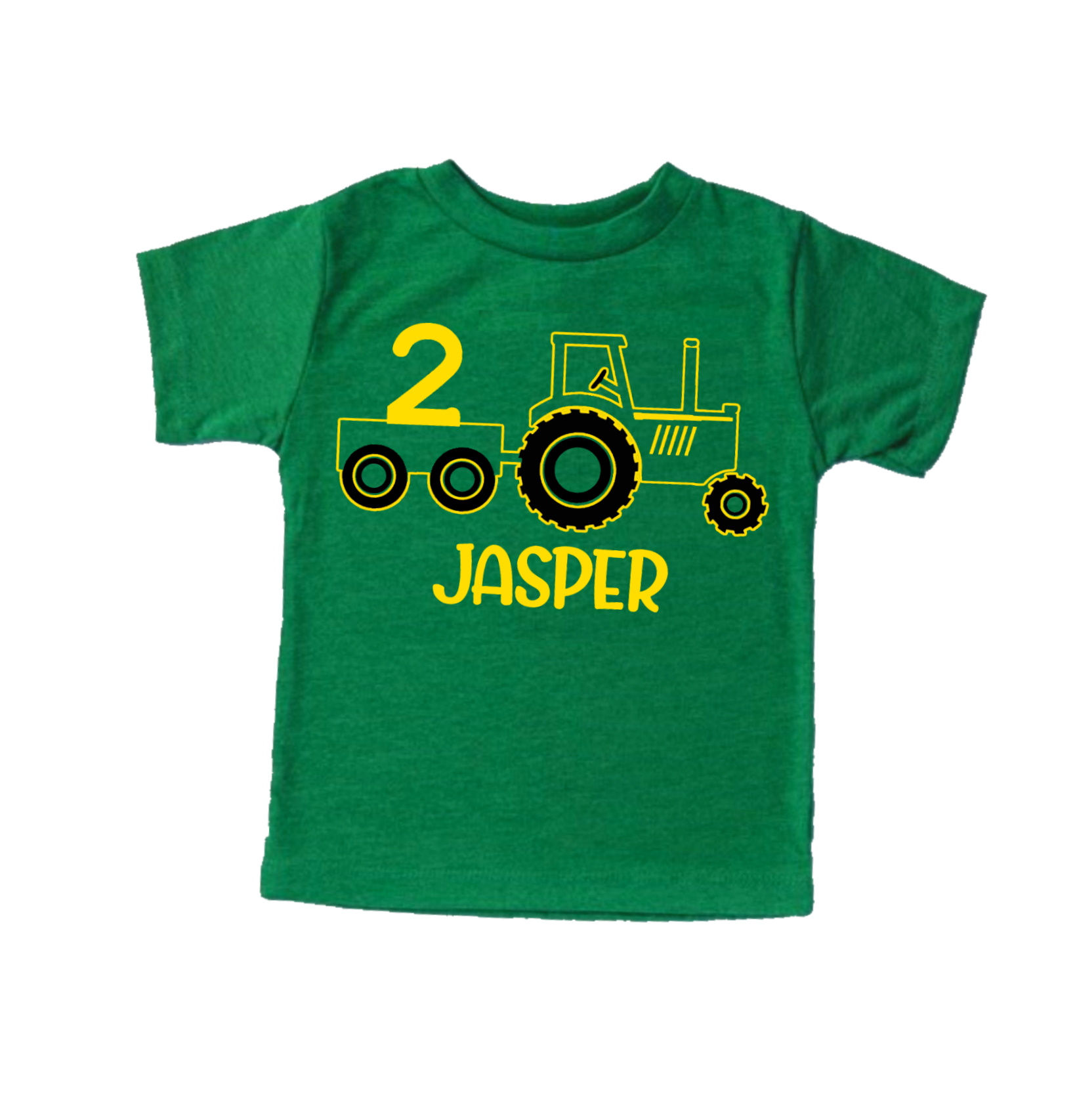 Tractor Outline Green T-shirt, customizable