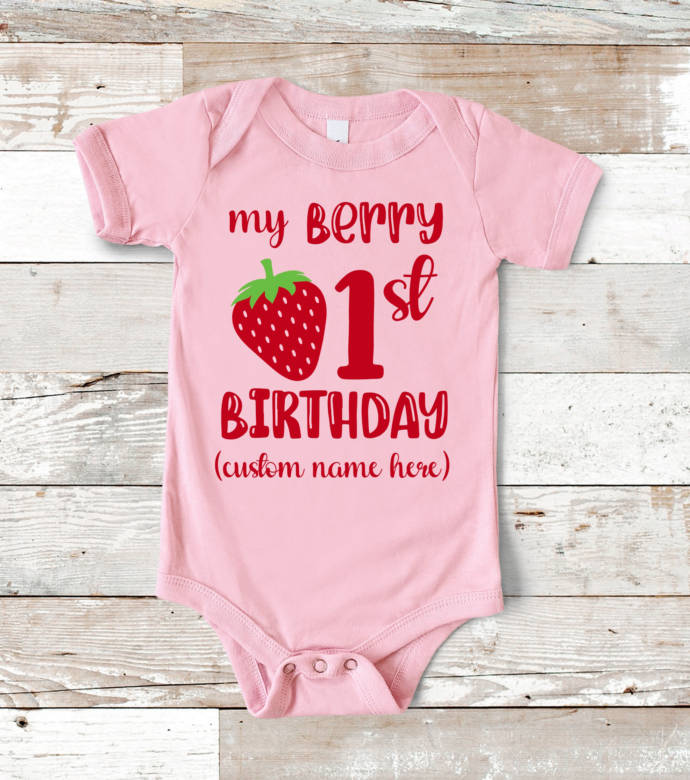 Berry First Birthday Onesie, customizable Strawberry