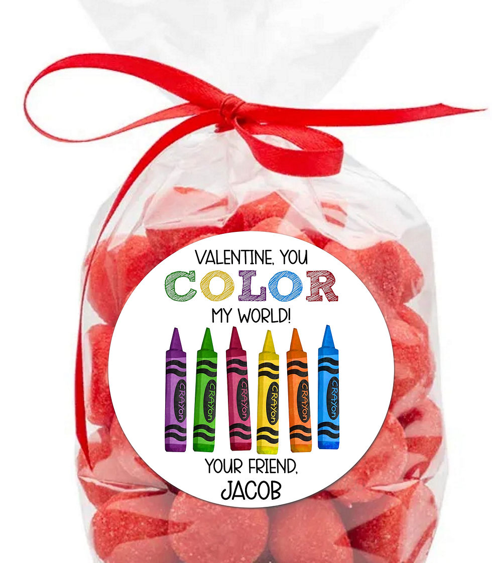 crayon color my world valentine stickers personalize