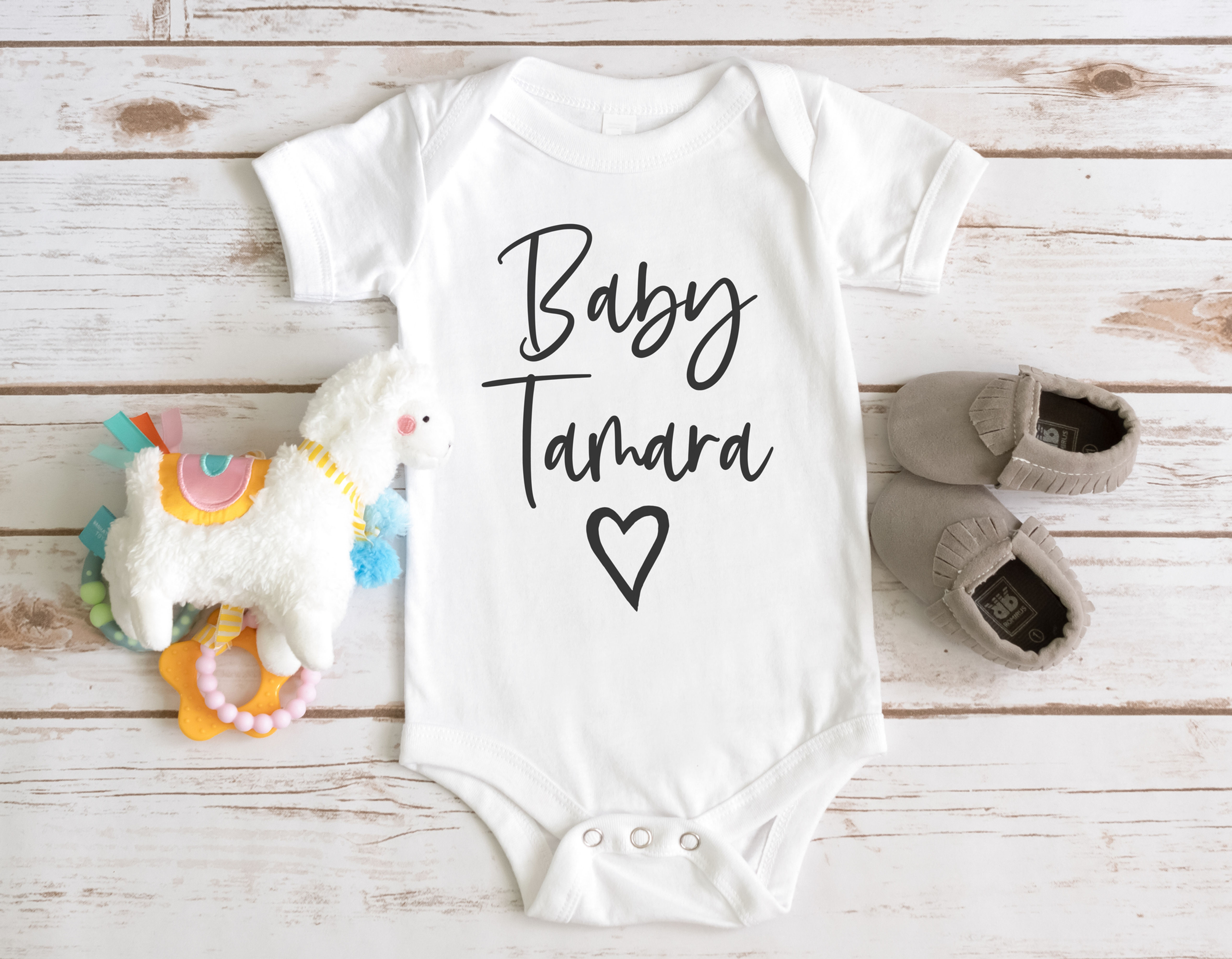 Welcome Baby heart Onesie, customizable