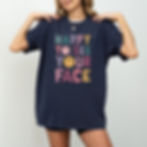 Happy to see your face, retro smiley, true navy tee