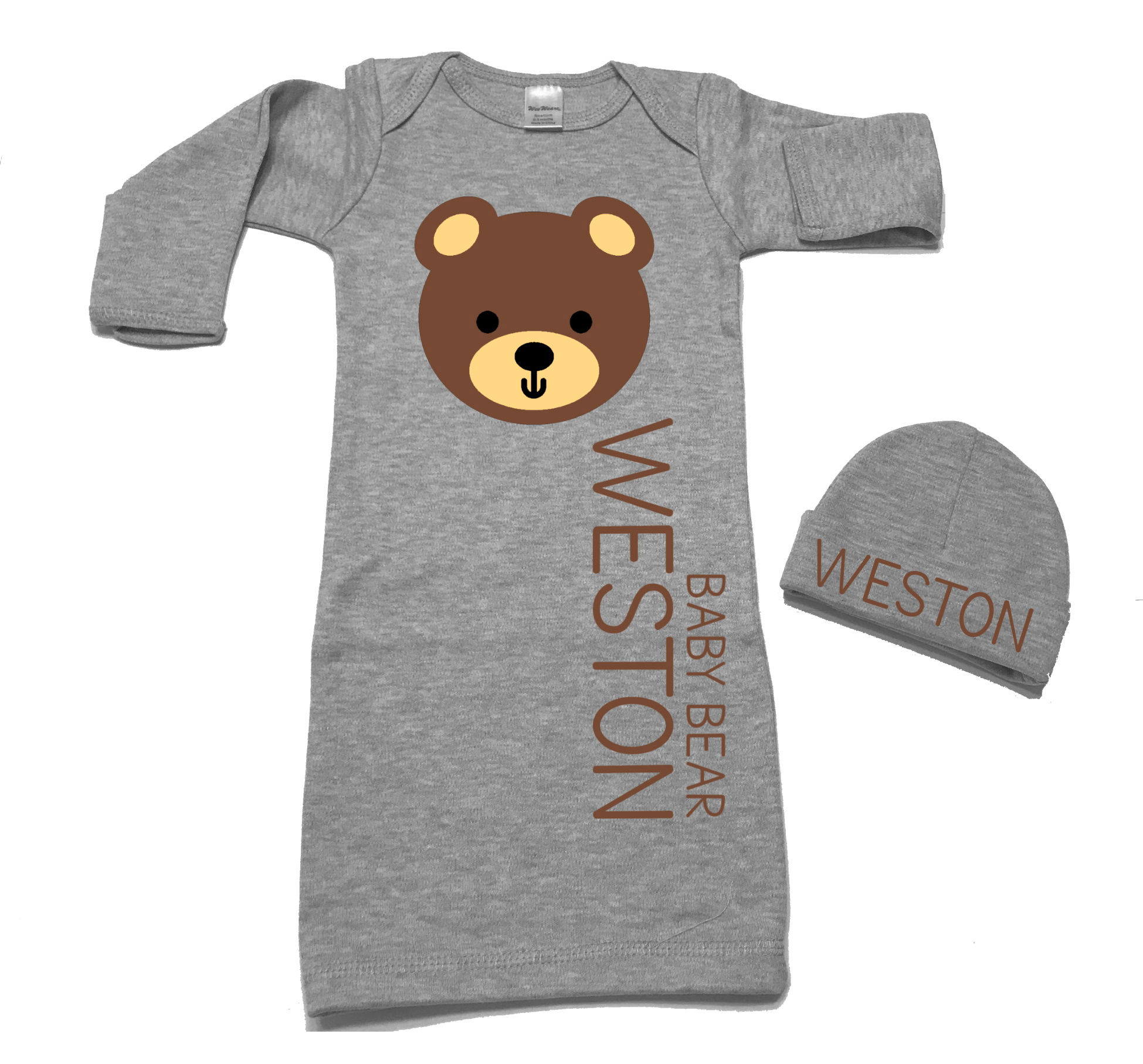 Baby Bear Layette Set, Gray 0-3 months, Customizable