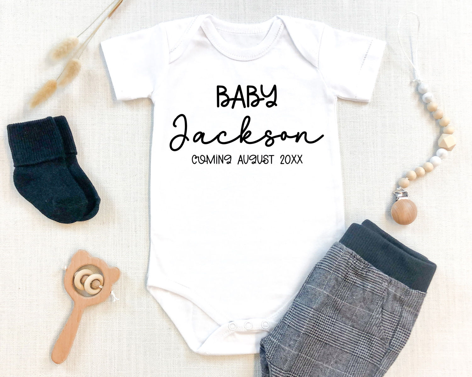 Coming Soon Baby Onesie, customizable