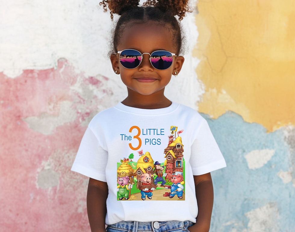 three little pigs toddler shirt white