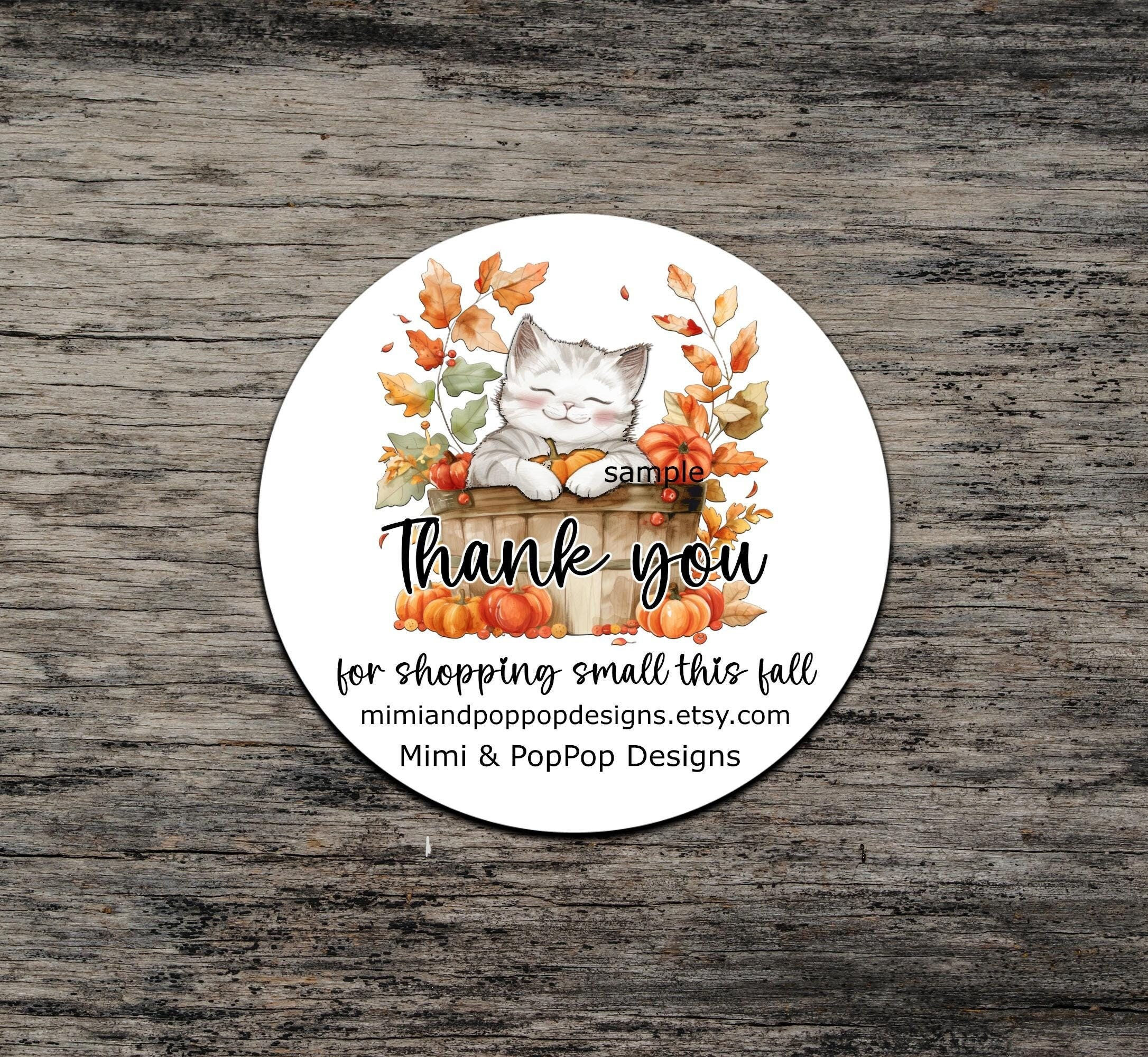 Kitty in Basket Fall Stickers