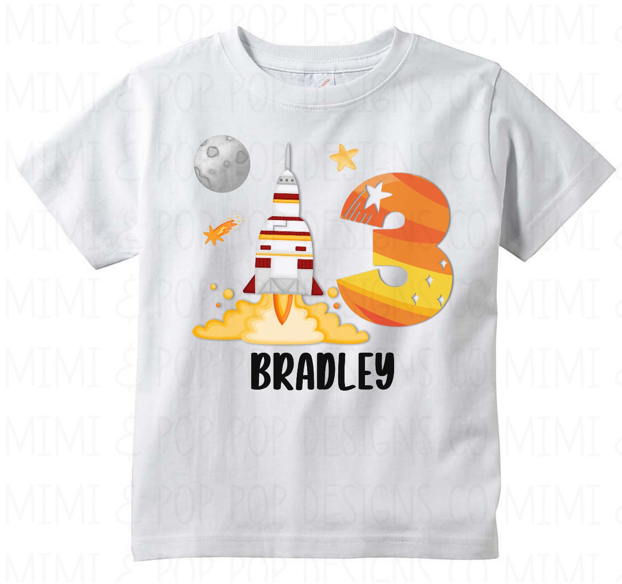 Rocket Launch Birthday T-shirt, Customizable