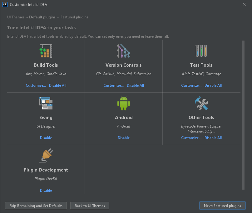 A list of default plugins in the IntelliJ IDEA installation
