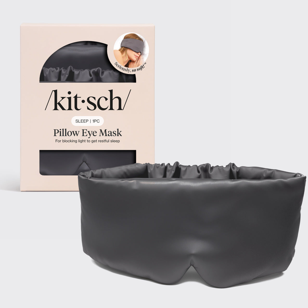 Kitsch / Charcoal Satin Pillow Eye Mask