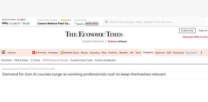 A news item about today’s job market, telling to gain proficiency in AI tools like ChatGPT is essential for career security. AI education courses from MAXPRO AI equip you with the skills to stay relevant, safeguard your role and keep pace with technological advancements. Mastering these AI tools and ChatGPT boosts your productivity while showcasing your ability to innovate and drive organisational growth. As industries transform, AI expertise ensures you remain a valuable asset, enabling you to secure and maintain your job in an ever-evolving workplace. AI is a must for everyone to secure their jobs. Try an AI Tools and ChatGPT course from MAXPRO AI and get premium certification. Learn from MAXPRO AI's AI Instructor Satyen Srivastava.