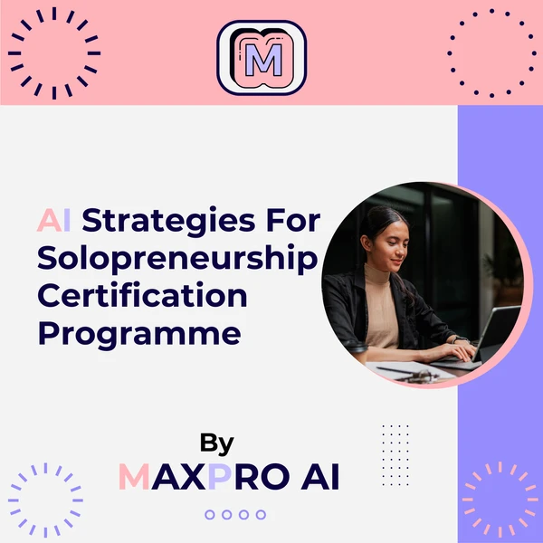 A solopreneur working at a sleek desk with a laptop, surrounded by AI-driven icons and graphs, representing the integration of AI tools into solo business operations. The image highlights the empowerment and efficiency that AI brings to independent entrepreneurs.