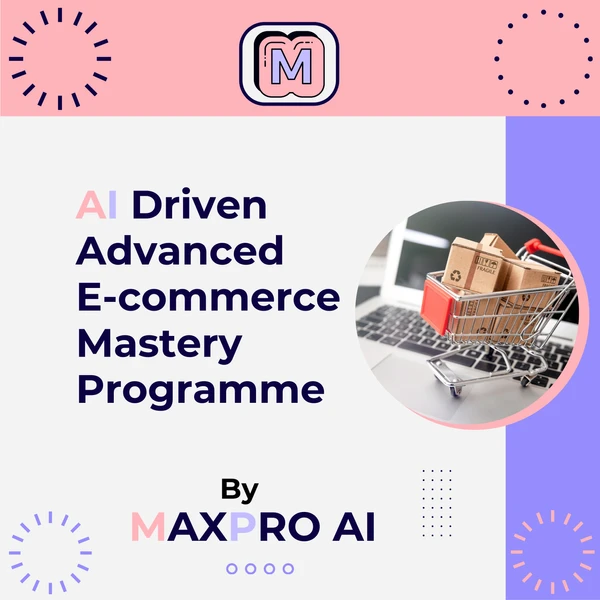 A laptop showcasing an e-commerce dashboard with a shopping trolley and boxes on the screen, illustrating the practical application of AI in optimising e-commerce strategies. This image reflects the core focus of the AI-Driven Advanced E-commerce Mastery Programme, highlighting advanced tools and techniques for enhancing online retail operations.