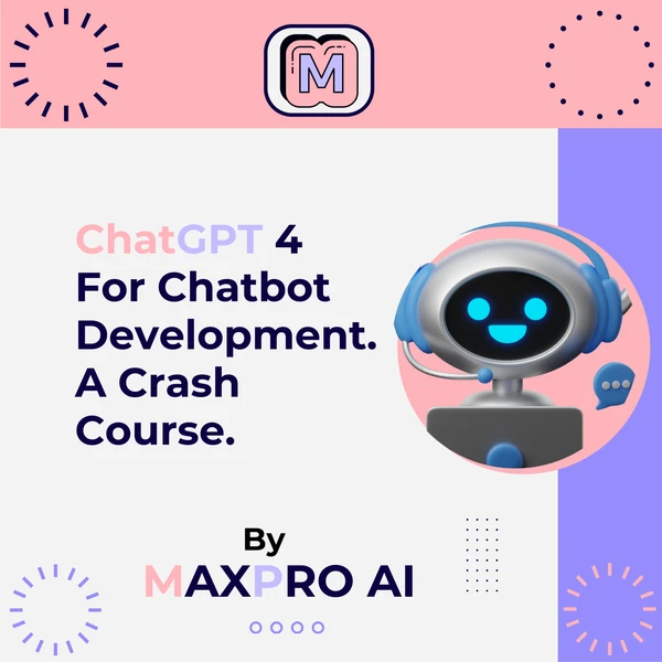 A laptop displaying a chatbot interface powered by ChatGPT 4, showcasing advanced AI interactions and conversation flows. The image emphasises the importance of joining the ChatGPT 4 for Chatbot Development Crash Course to quickly learn how to create sophisticated chatbots using the latest AI technology.