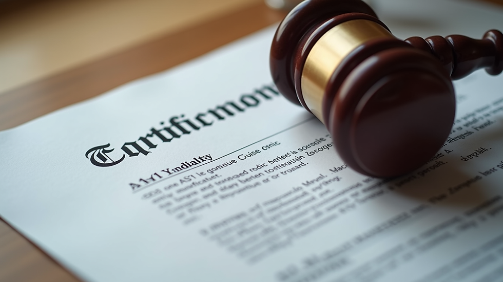 Close-up view of a legal document with a gavel