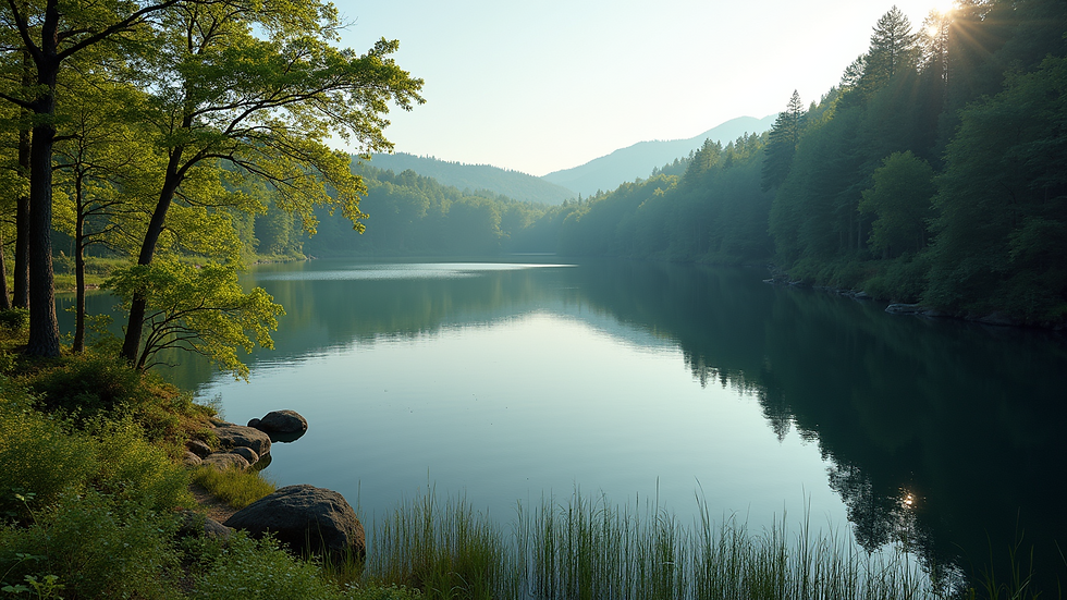 High angle view of a tranquil lake surrounded by trees