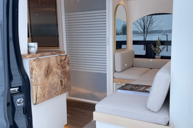 Custom built high end camper van interior