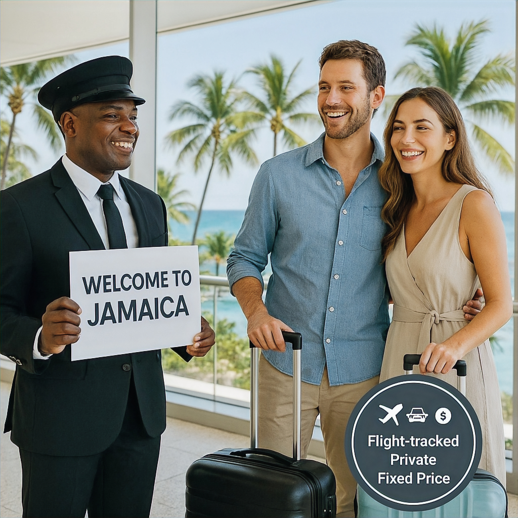 Aurum Transfers driver standing by a premium vehicle in Jamaica