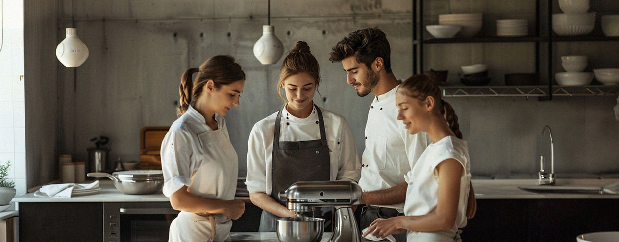 Chefs in Modern Kitchen