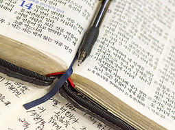 Korean Bible with Pen and Notes