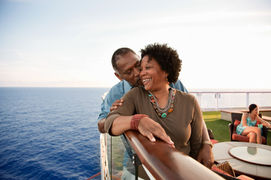 Couple relaxing on a cruise ship deck