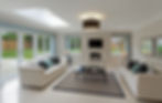 a slightly angled view of a bright and spacious lounge in an expensive new home with large