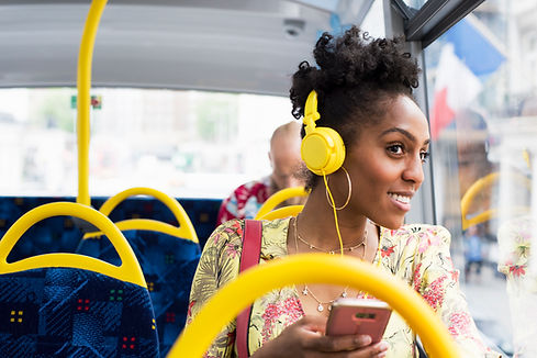 Woman Using Headphones