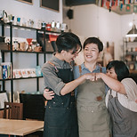 Cafe Team Hugging