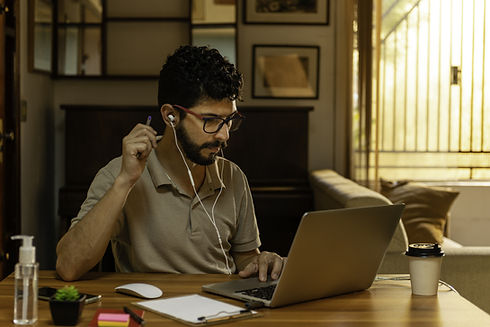 Man participating in online facilitation