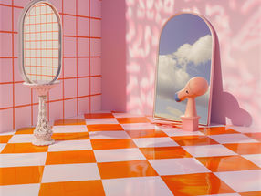 mirrors in colorful tiled room