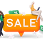 A hanging sale tag or promotional sign