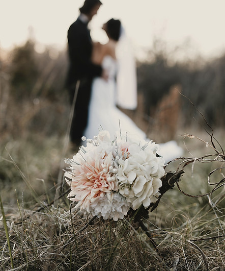 Wedding bouquet in focus