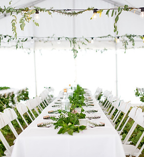 Decorated outdoor wedding table