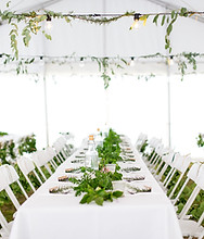 Decorated outdoor wedding table